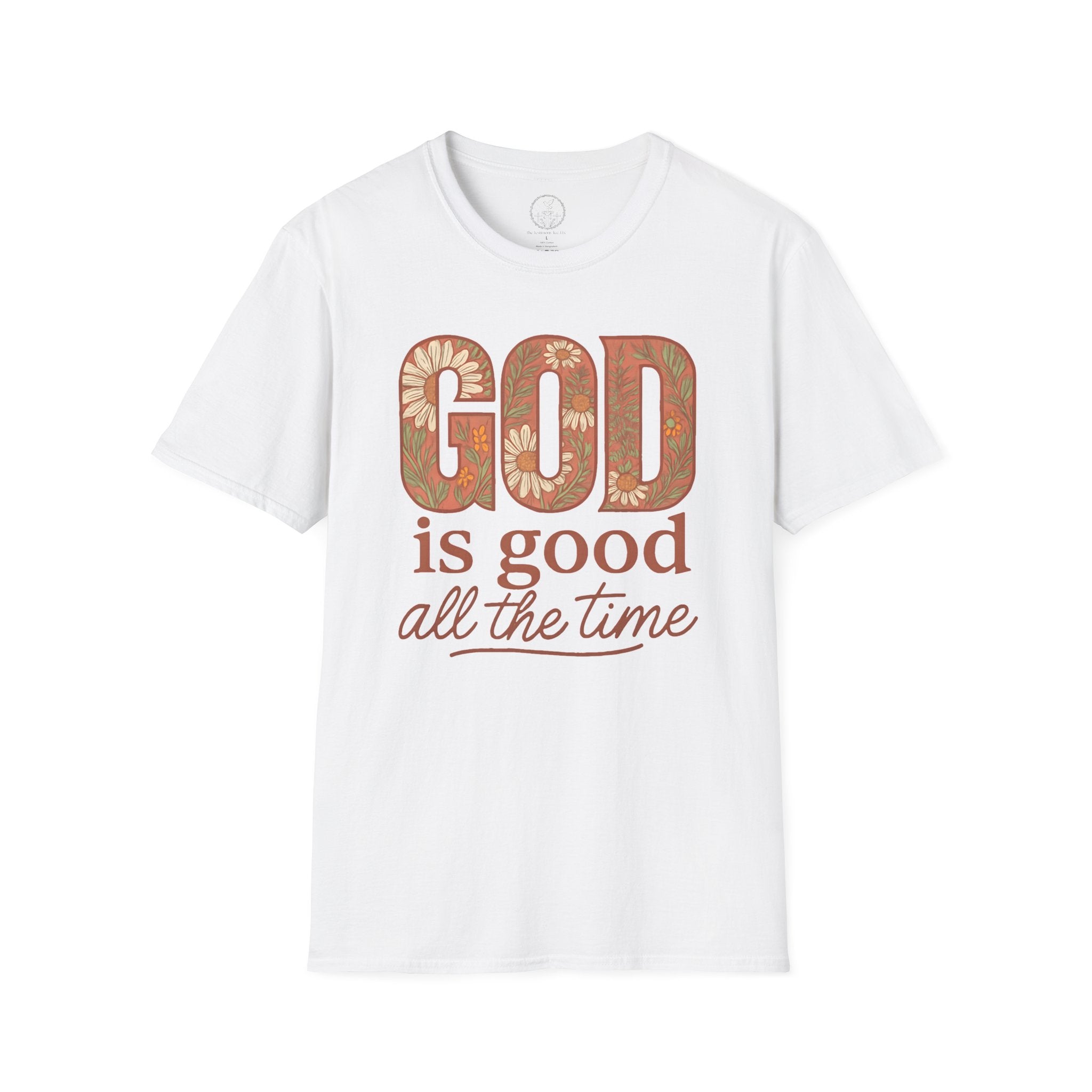 God Is Good All the Time – Floral Christian T-Shirt