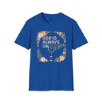 God Is Always On Time – Floral Christian T-Shirt