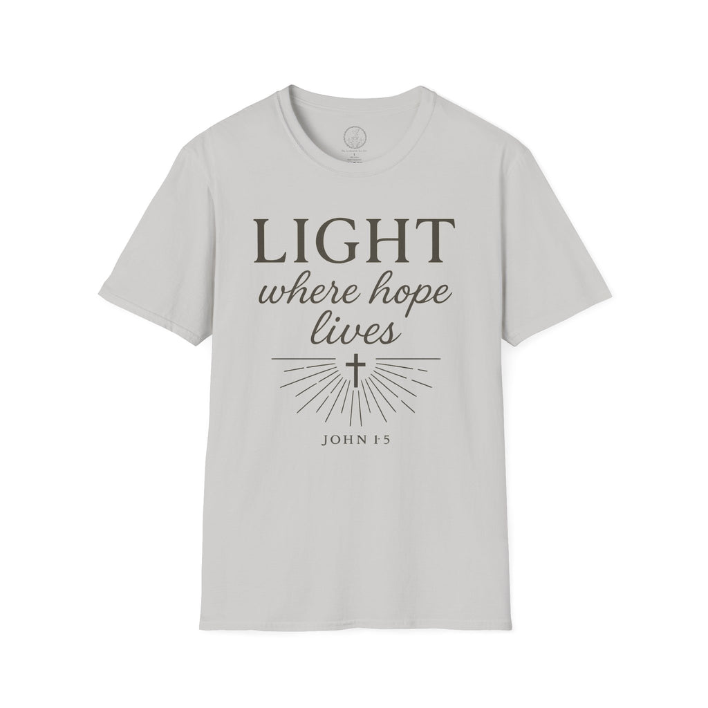 Light Where Hope Lives – John 1:5 (KJV) Christian T-Shirt