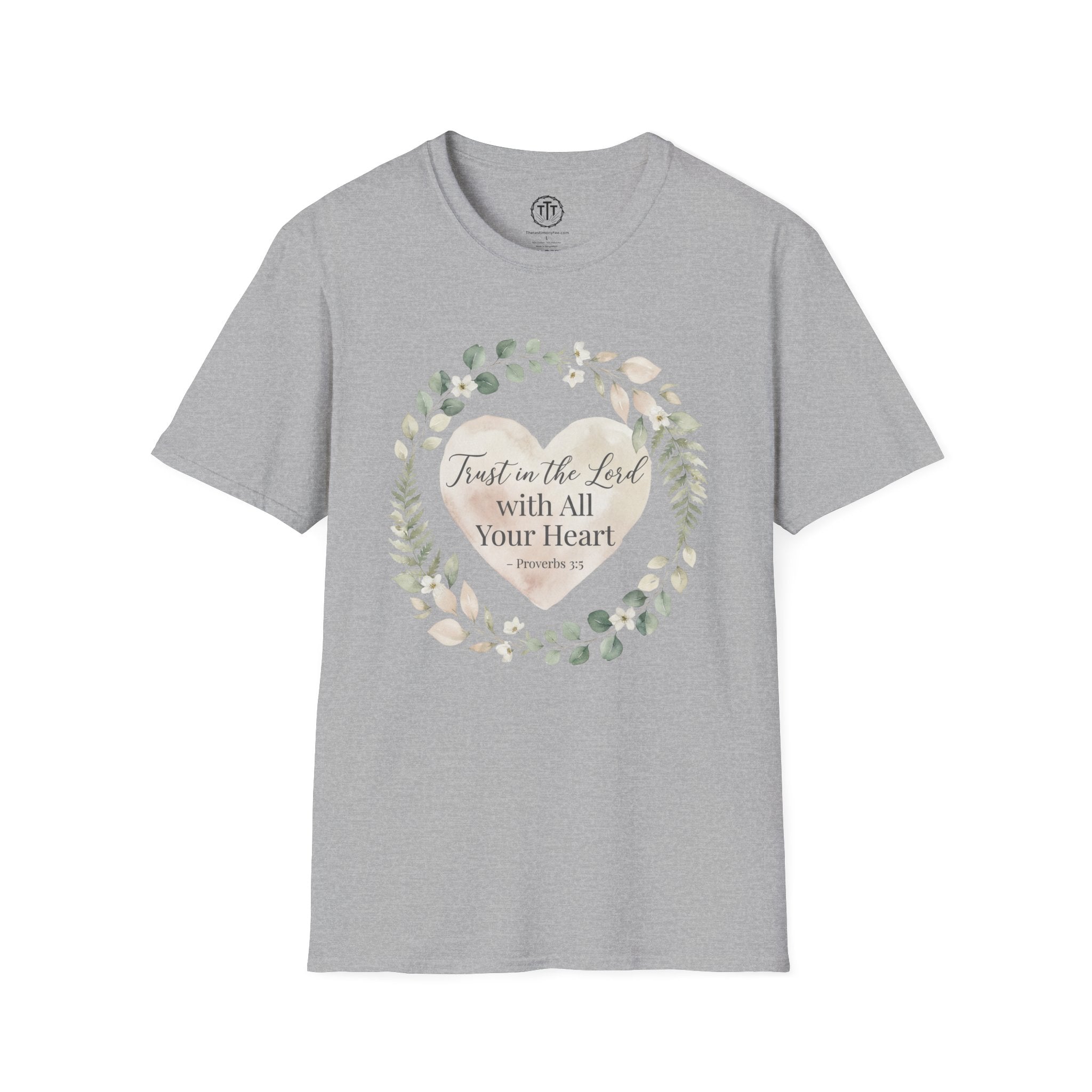 Trust in the Lord – Proverbs 3:5 Floral Heart T-Shirt
