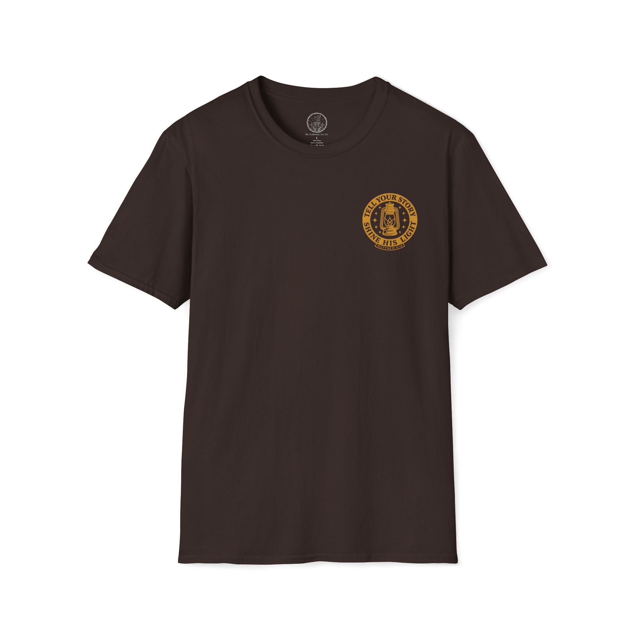 Tell Your Story • Left Chest Christian Lantern Tee