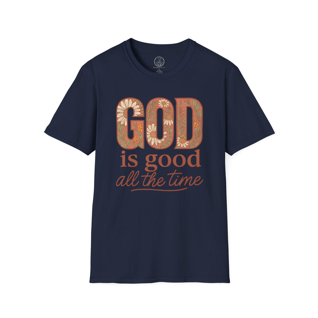 God Is Good All the Time – Floral Christian T-Shirt