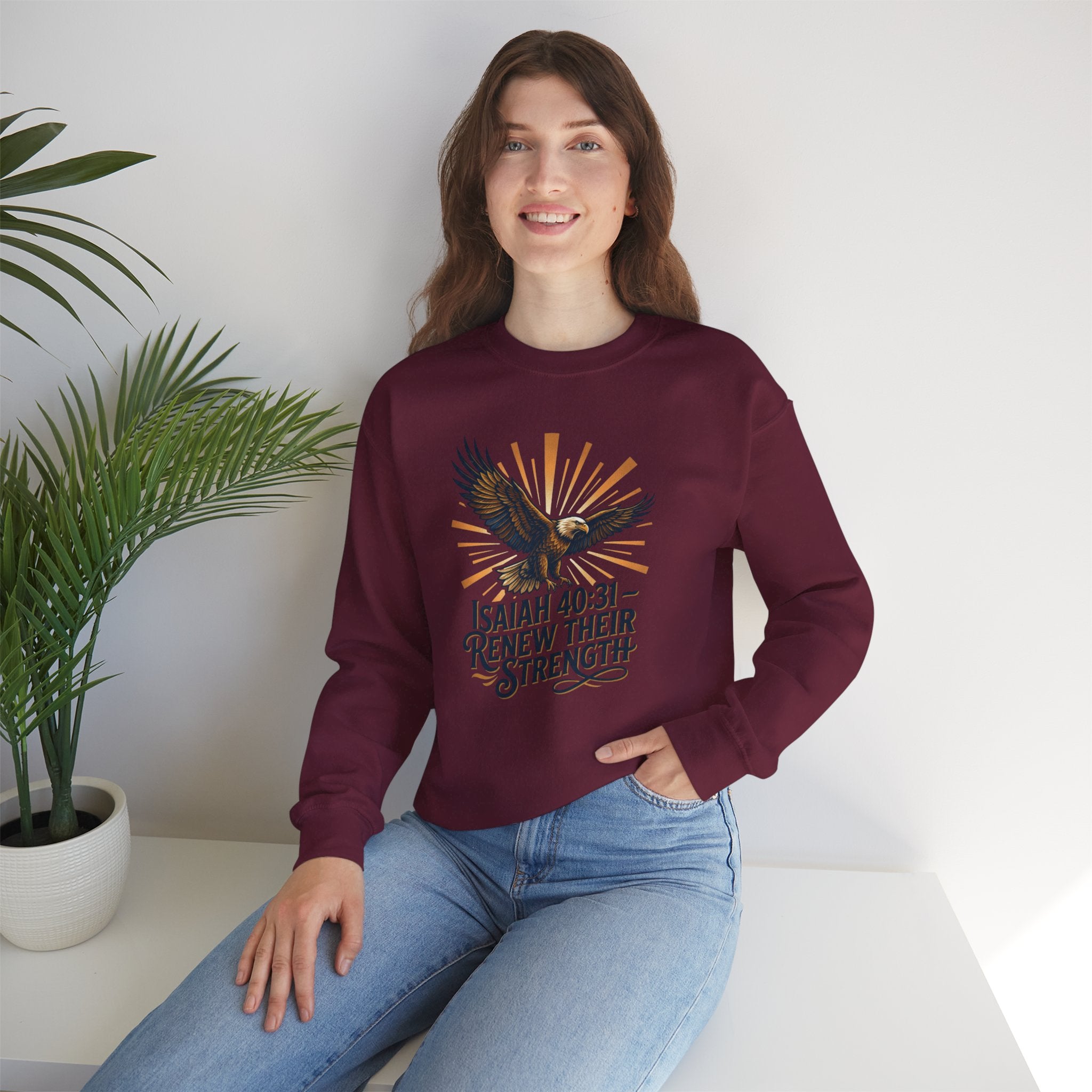 Isaiah 40:31 Eagle Sweatshirt — Renew Their Strength Christian Crewneck