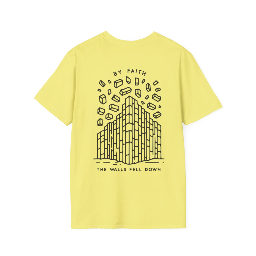 By Faith the Walls Fell Down (Front/Back)– Joshua 6:20 Christian T-Shirt