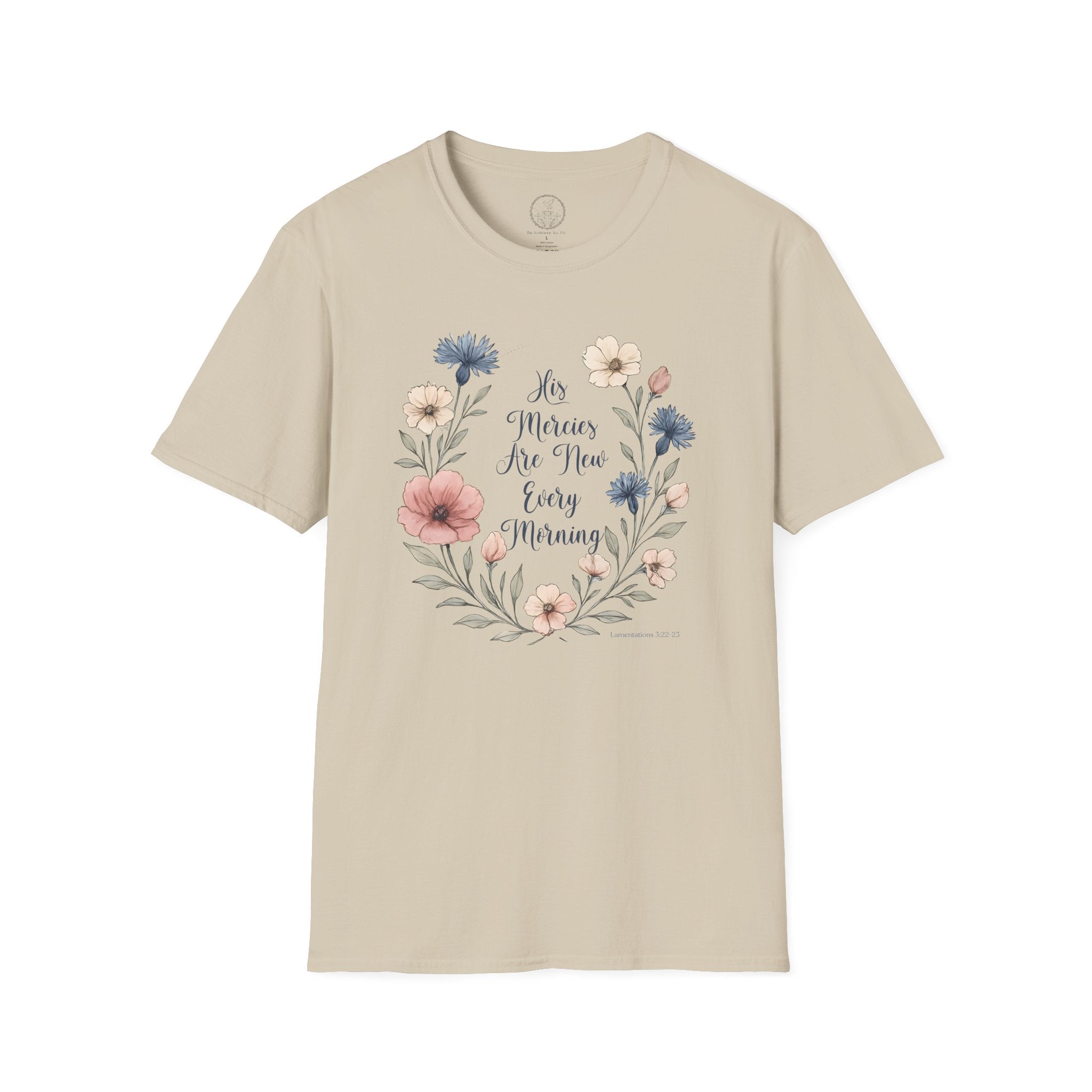 His Mercies Are New Every Morning – Floral Scripture Tee (Lamentations 3:22–23)