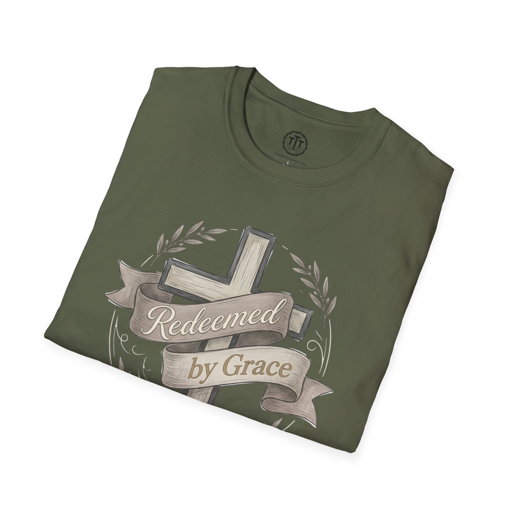 Redeemed by Grace – Christian Cross T-Shirt
