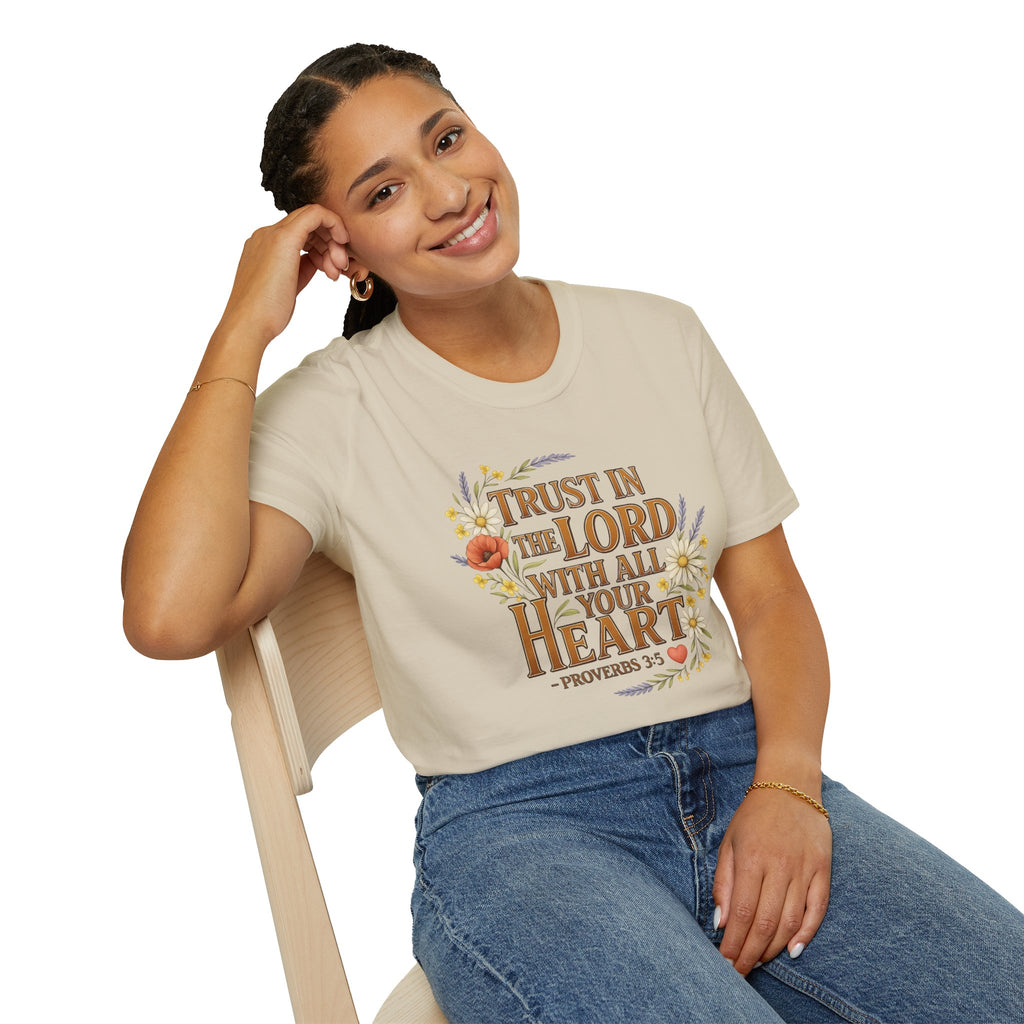 Trust in the Lord With All Your Heart Floral Scripture Tee