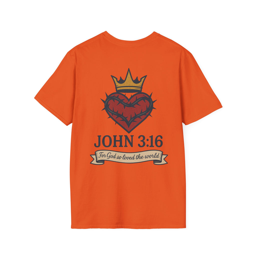 John 3:16 Heart & Crown (Front/Back) T-shirt