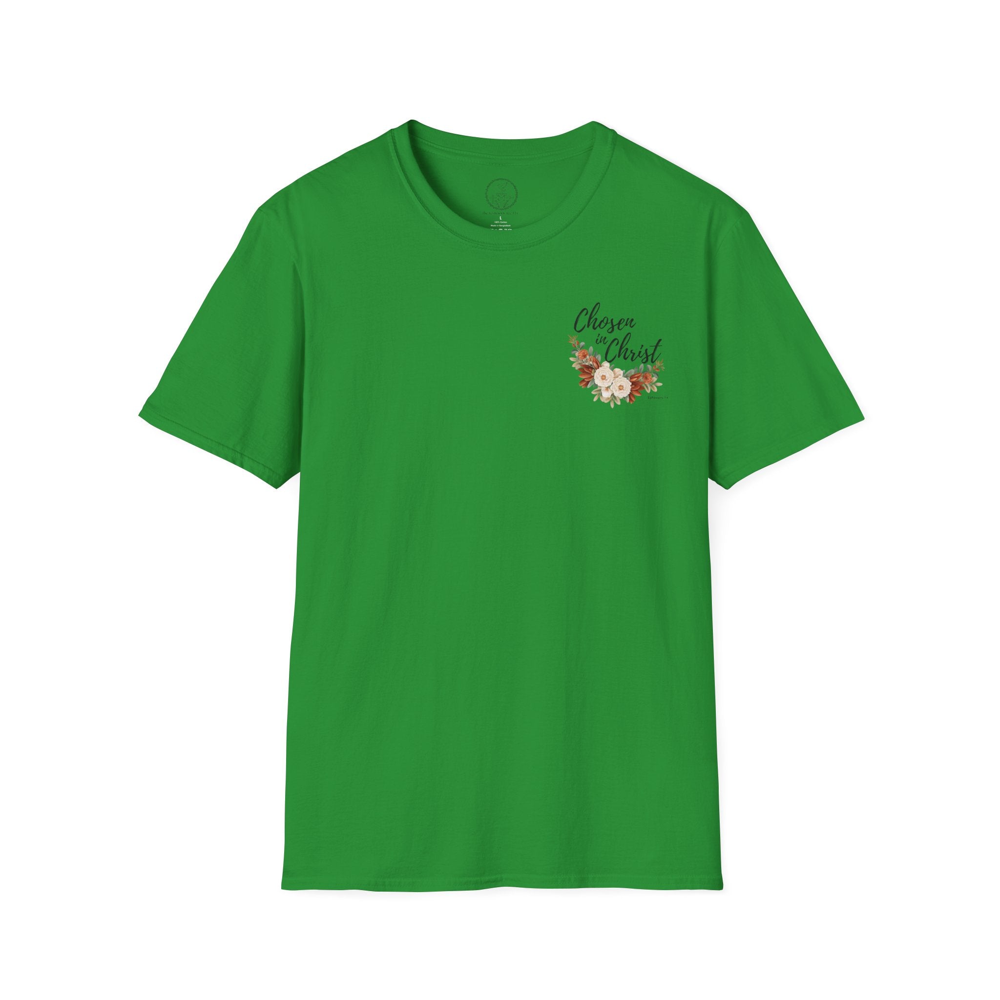 Chosen in Christ Floral Pocket Tee — Ephesians 1:4