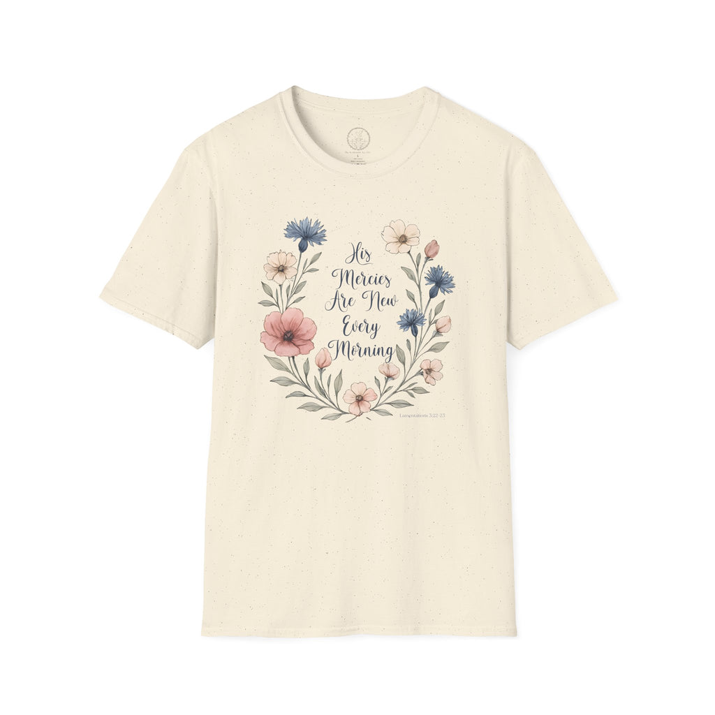 His Mercies Are New Every Morning – Floral Scripture Tee (Lamentations 3:22–23)
