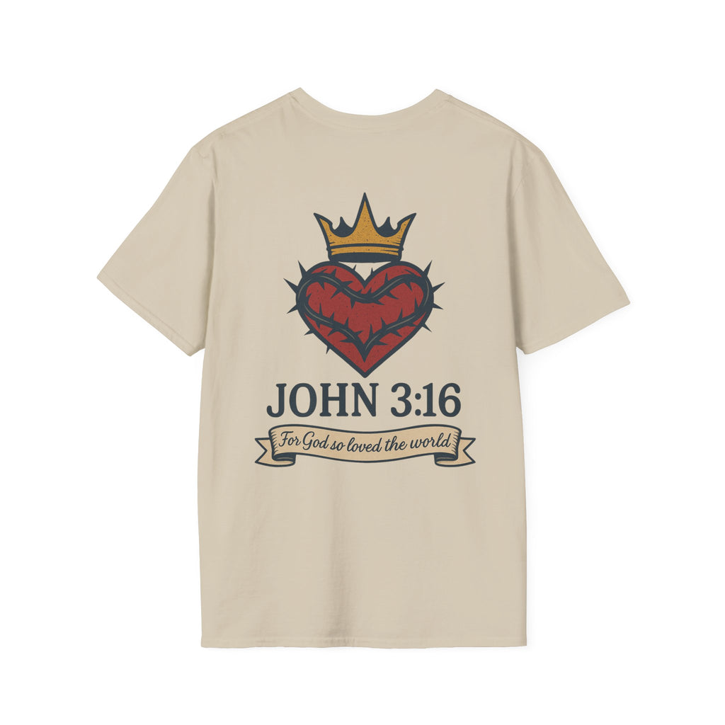 John 3:16 Heart & Crown (Front/Back) T-shirt