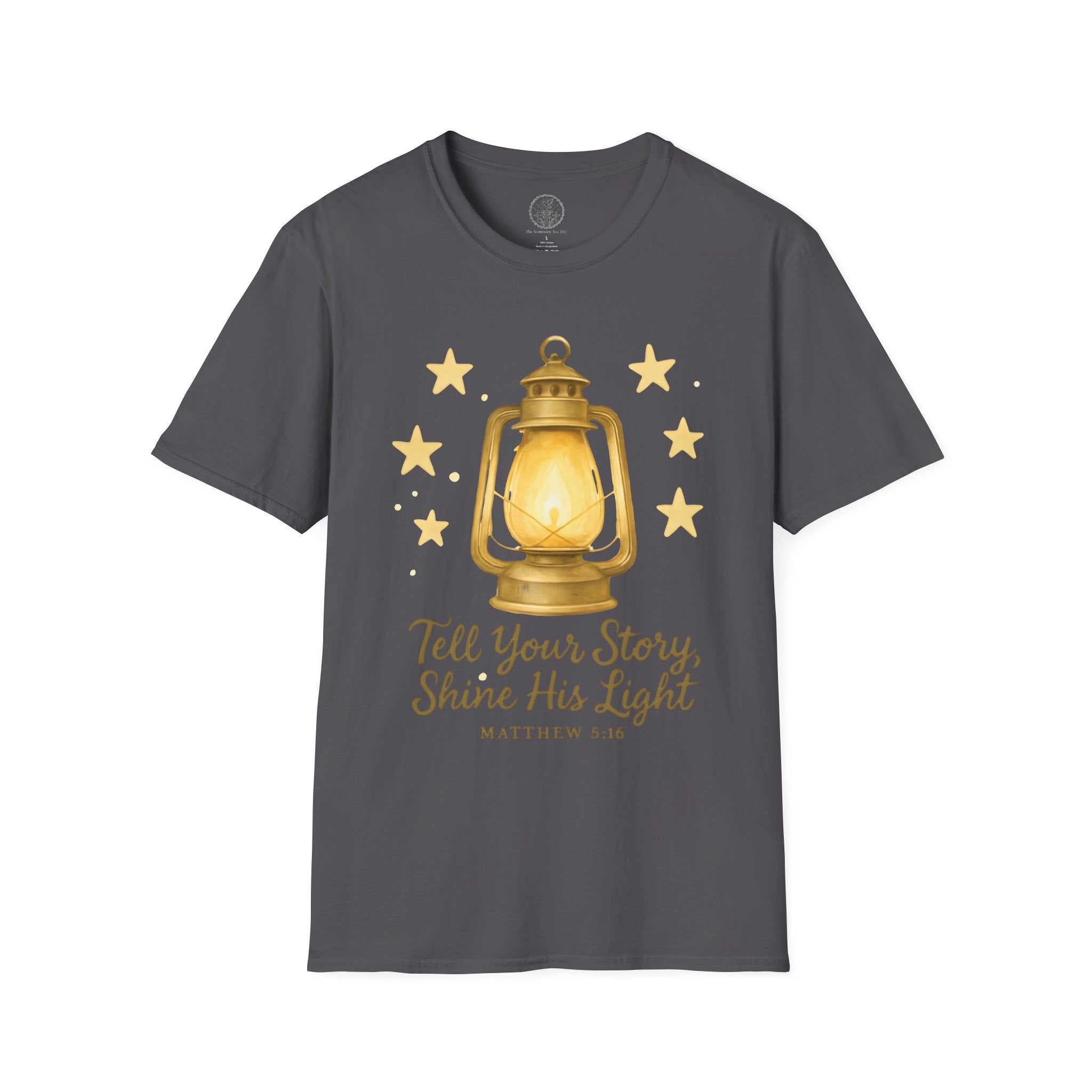 Tell Your Story, Shine His Light – Matthew 5:16 Christian T-Shirt