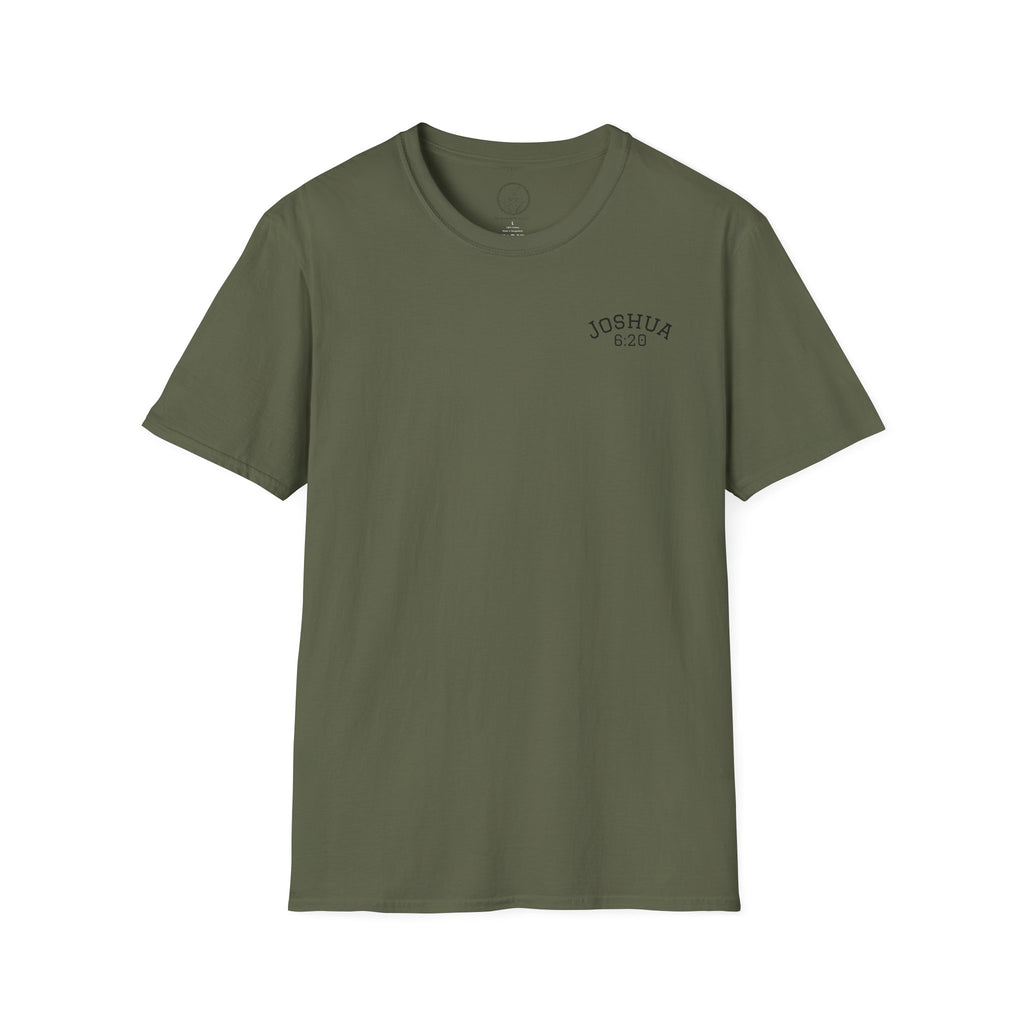 By Faith the Walls Fell Down (Front/Back)– Joshua 6:20 Christian T-Shirt