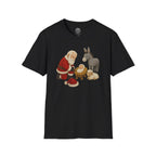 Faux Yarn Printed Image of Santa Bowing to Worship Baby Jesus