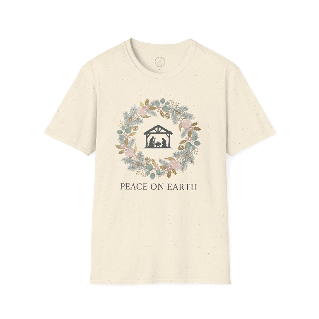 Peace on Earth Nativity Wreath – Christmas Christian T-Shirt