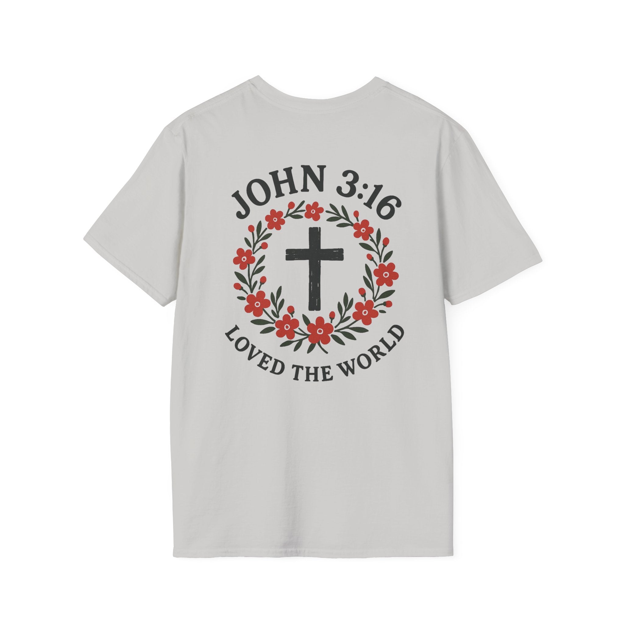 John 3:16 (Front/Back) Floral Wreath T-Shirt