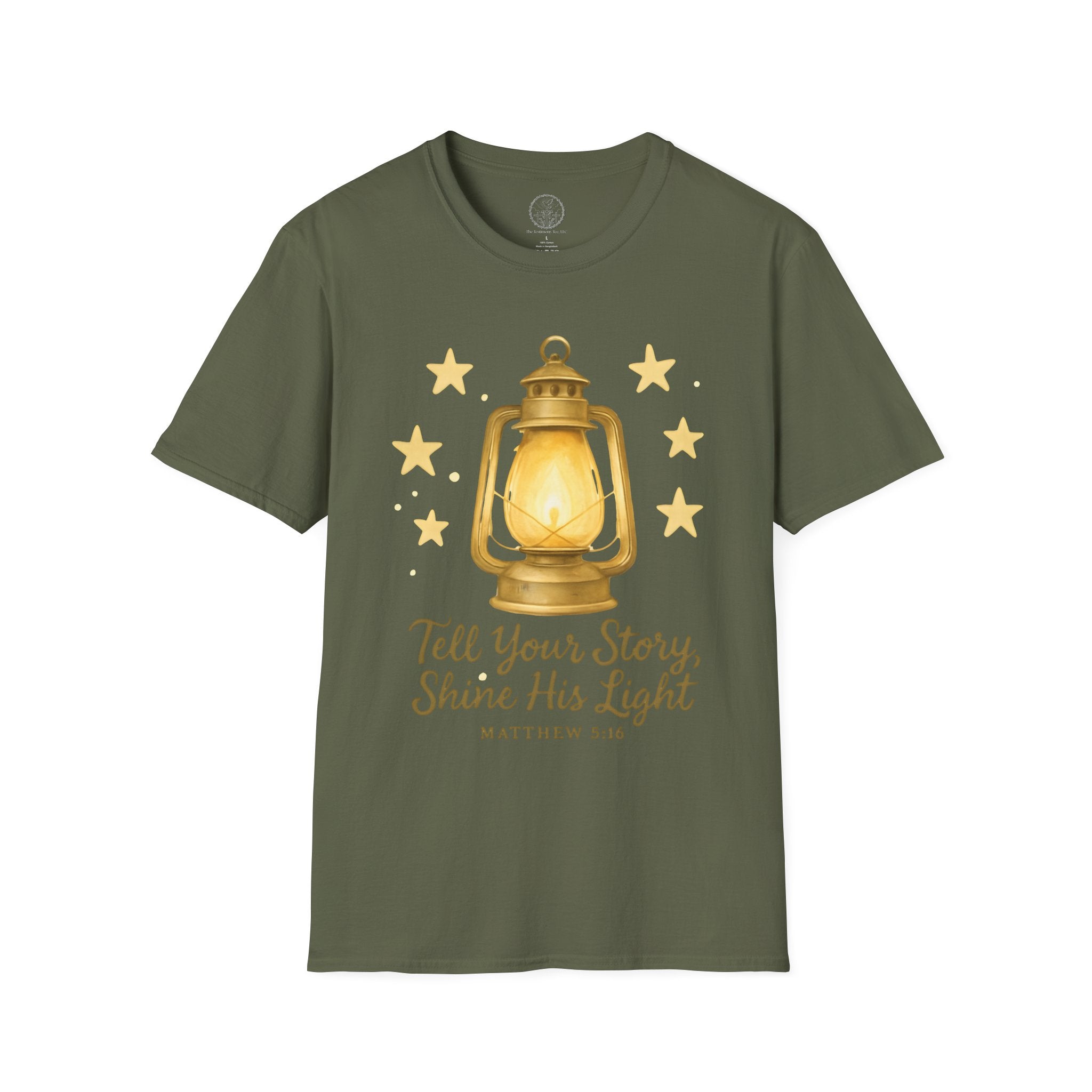 Tell Your Story, Shine His Light – Matthew 5:16 Christian T-Shirt