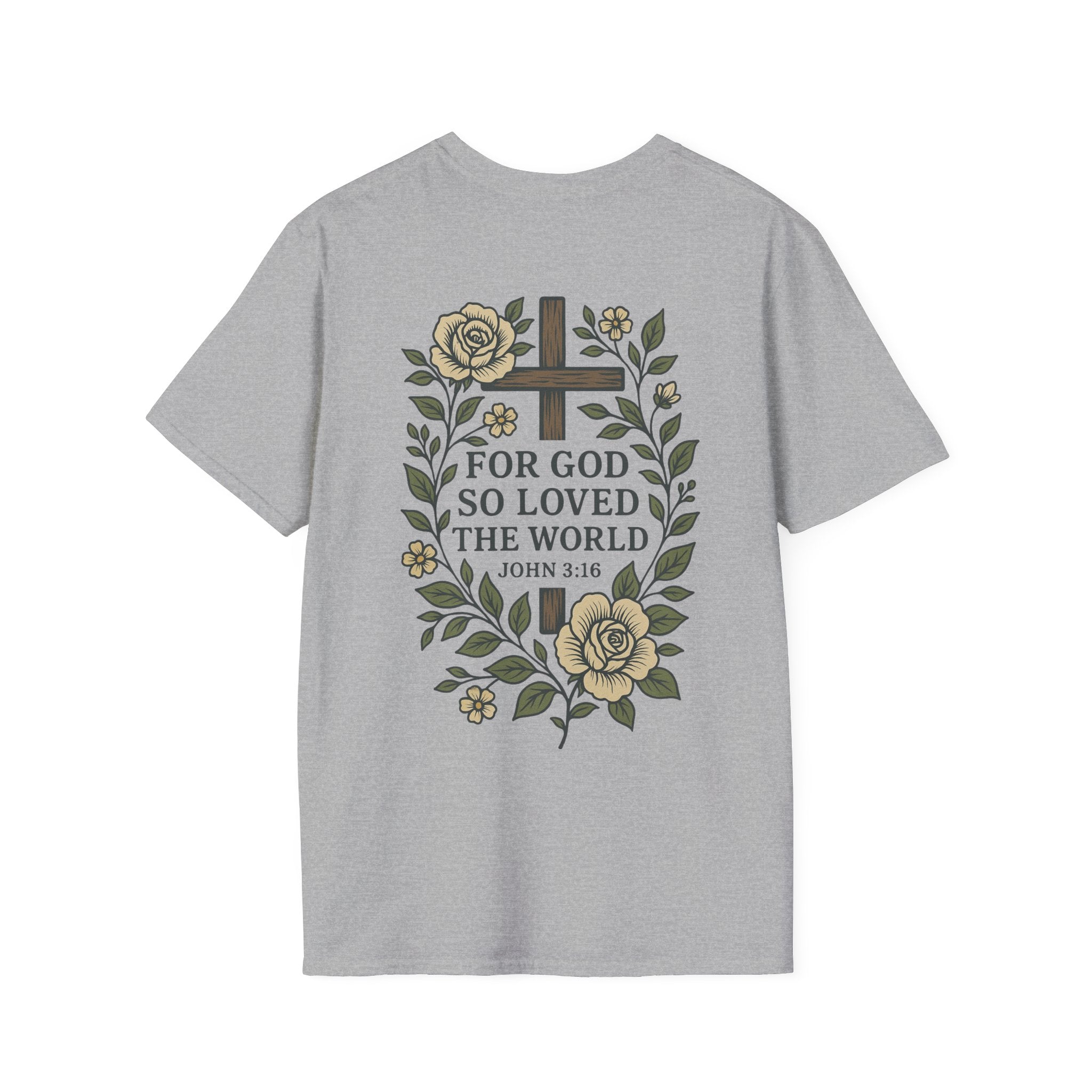 John 3:16 Vintage Floral (Front/Back) Scripture Tee