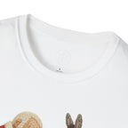 Faux Yarn Printed Image of Santa Bowing to Worship Baby Jesus