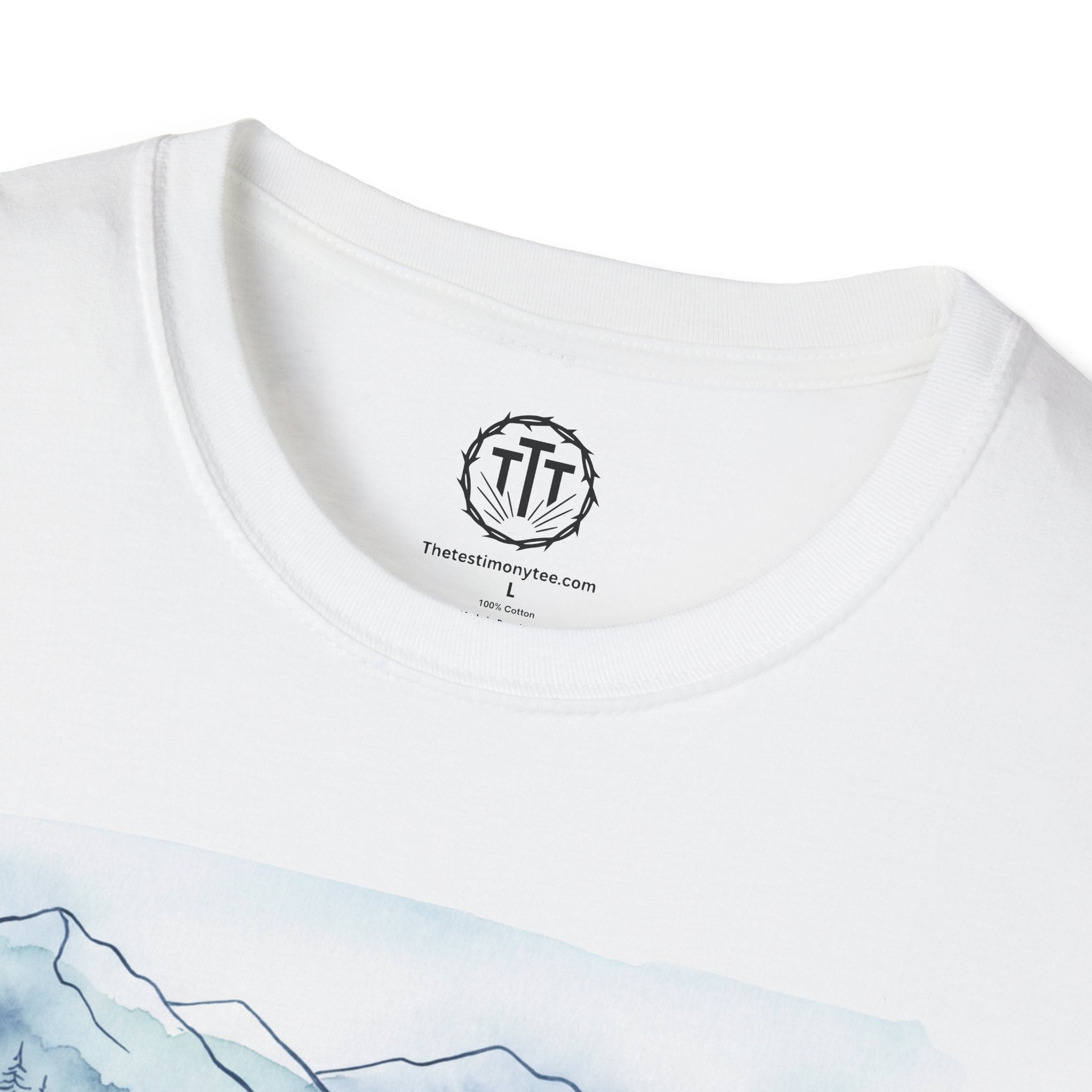 Trusting God — “Be Still and Know” Watercolor Mountain Tee