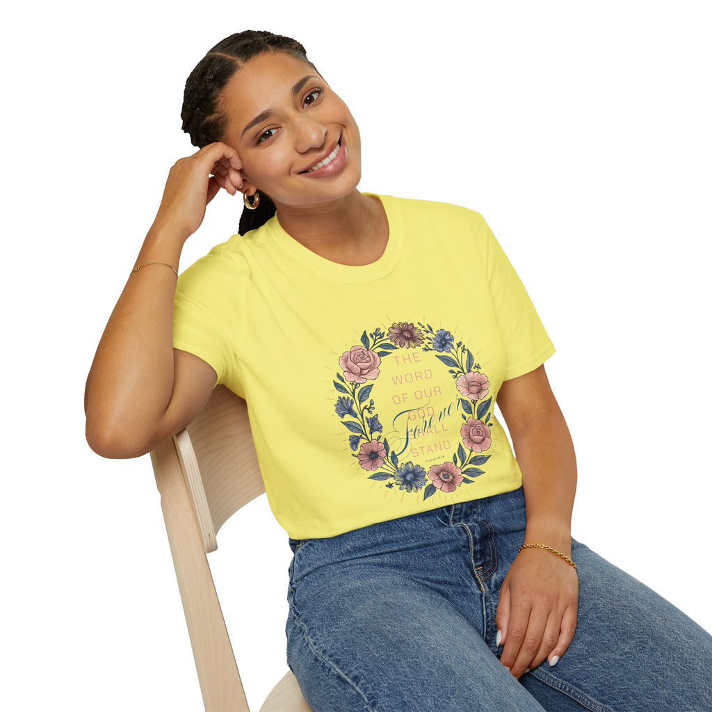 The Word of Our God Shall Stand Forever Floral Tee – Isaiah 40:8