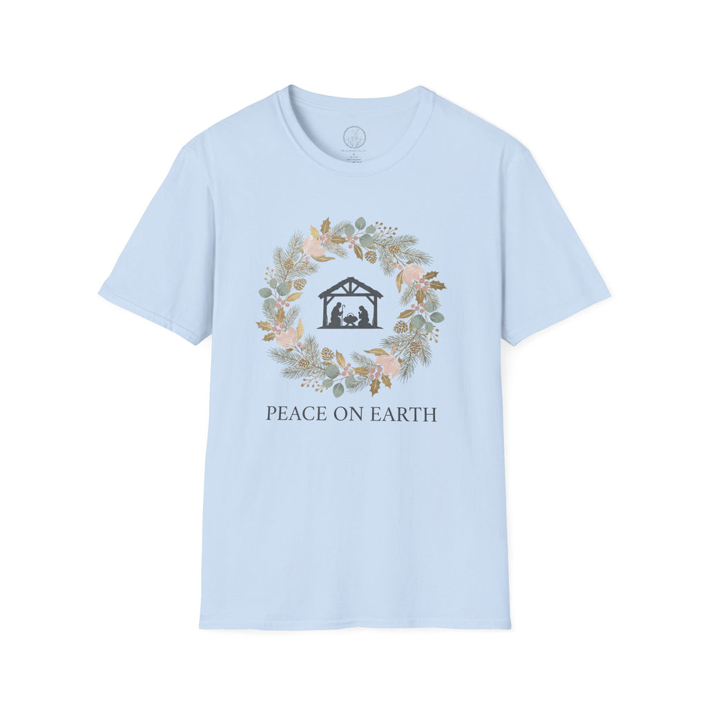 Peace on Earth Nativity Wreath – Christmas Christian T-Shirt