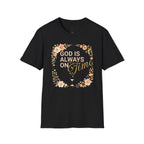 God Is Always On Time – Floral Christian T-Shirt