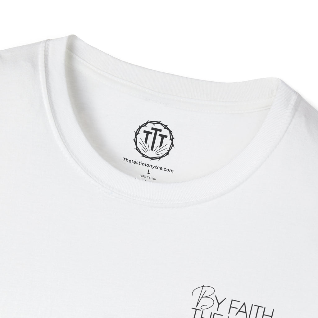 By Faith The Walls Fell Down Left Chest Design T-Shirt