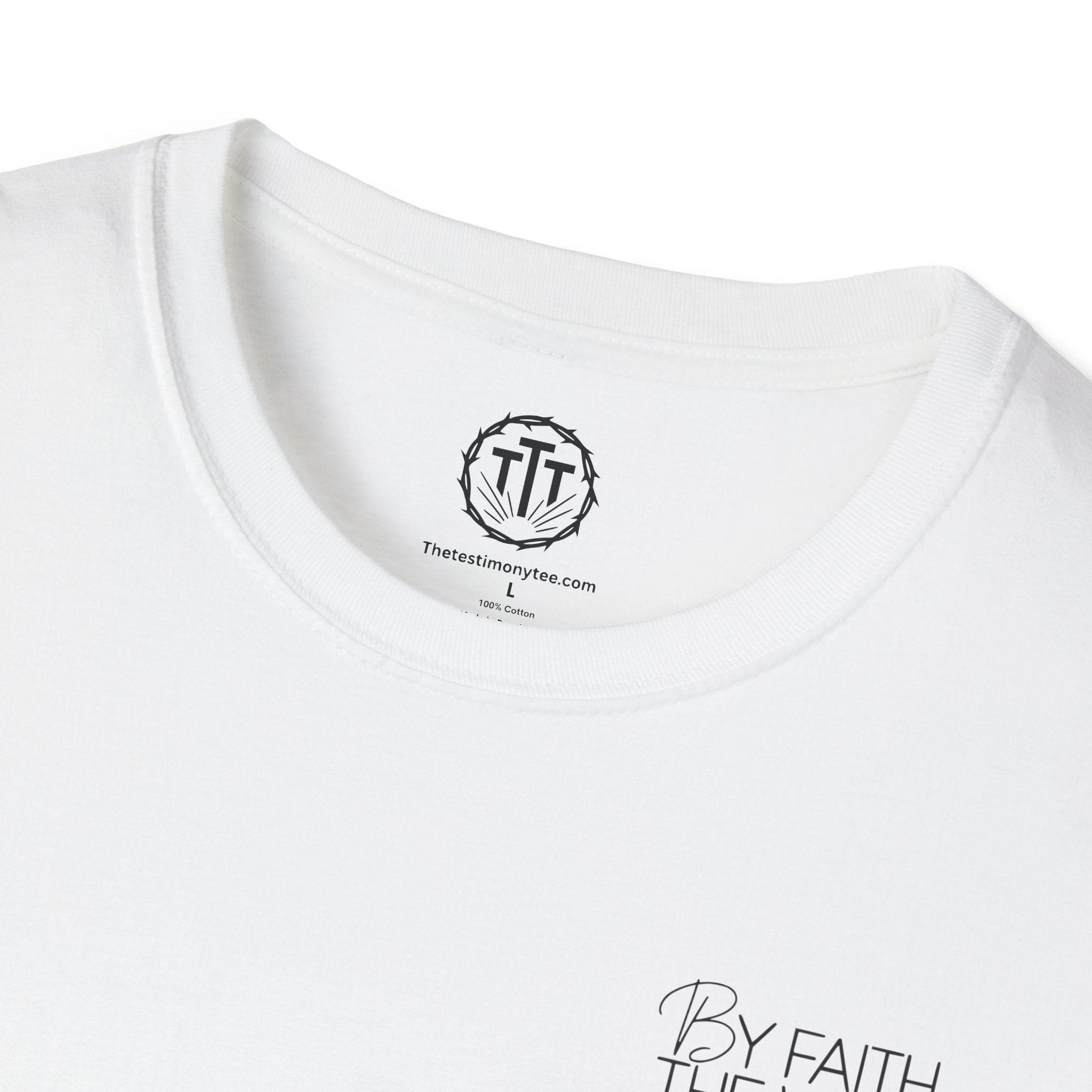 By Faith The Walls Fell Down Left Chest Design T-Shirt
