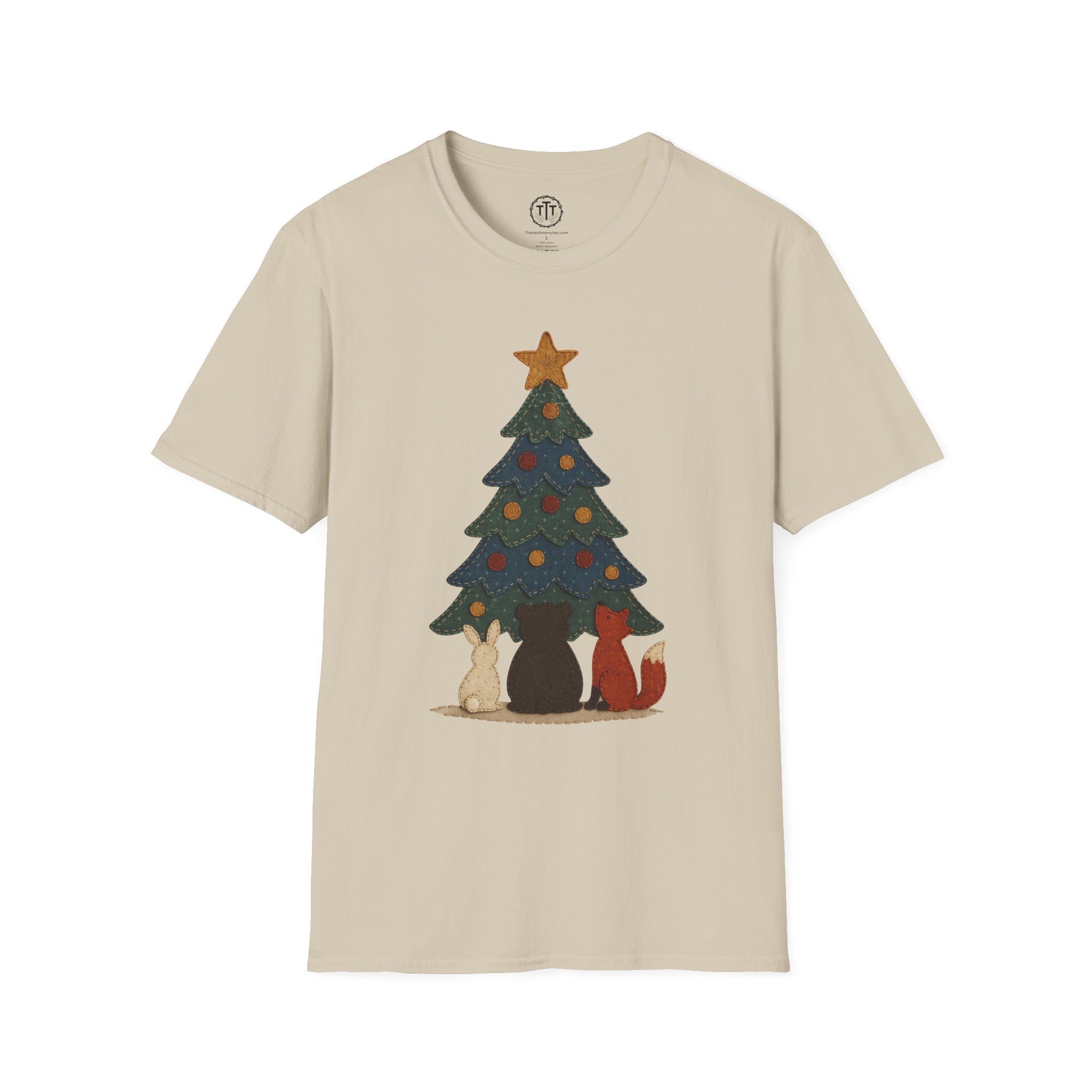 Patchwork Print Forest Animals Gazing at Tree Topper