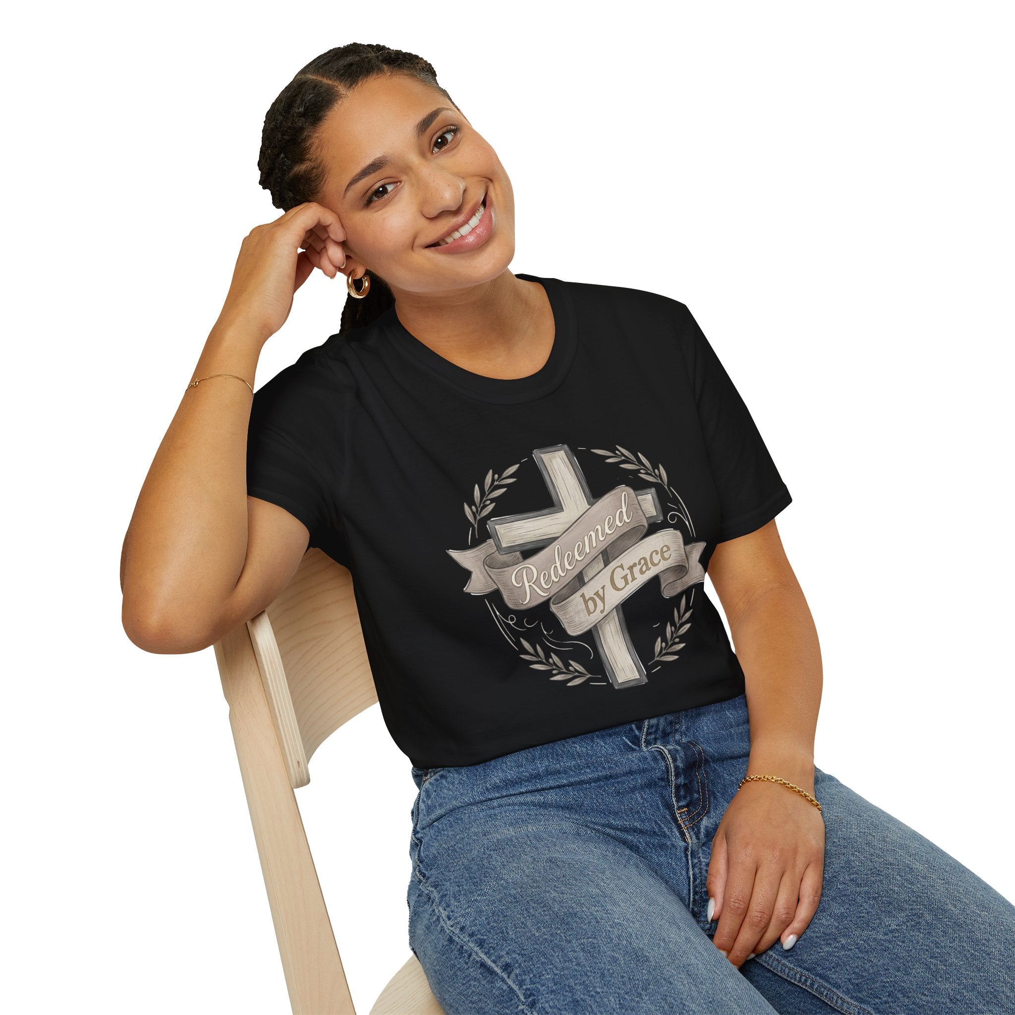 Redeemed by Grace – Christian Cross T-Shirt