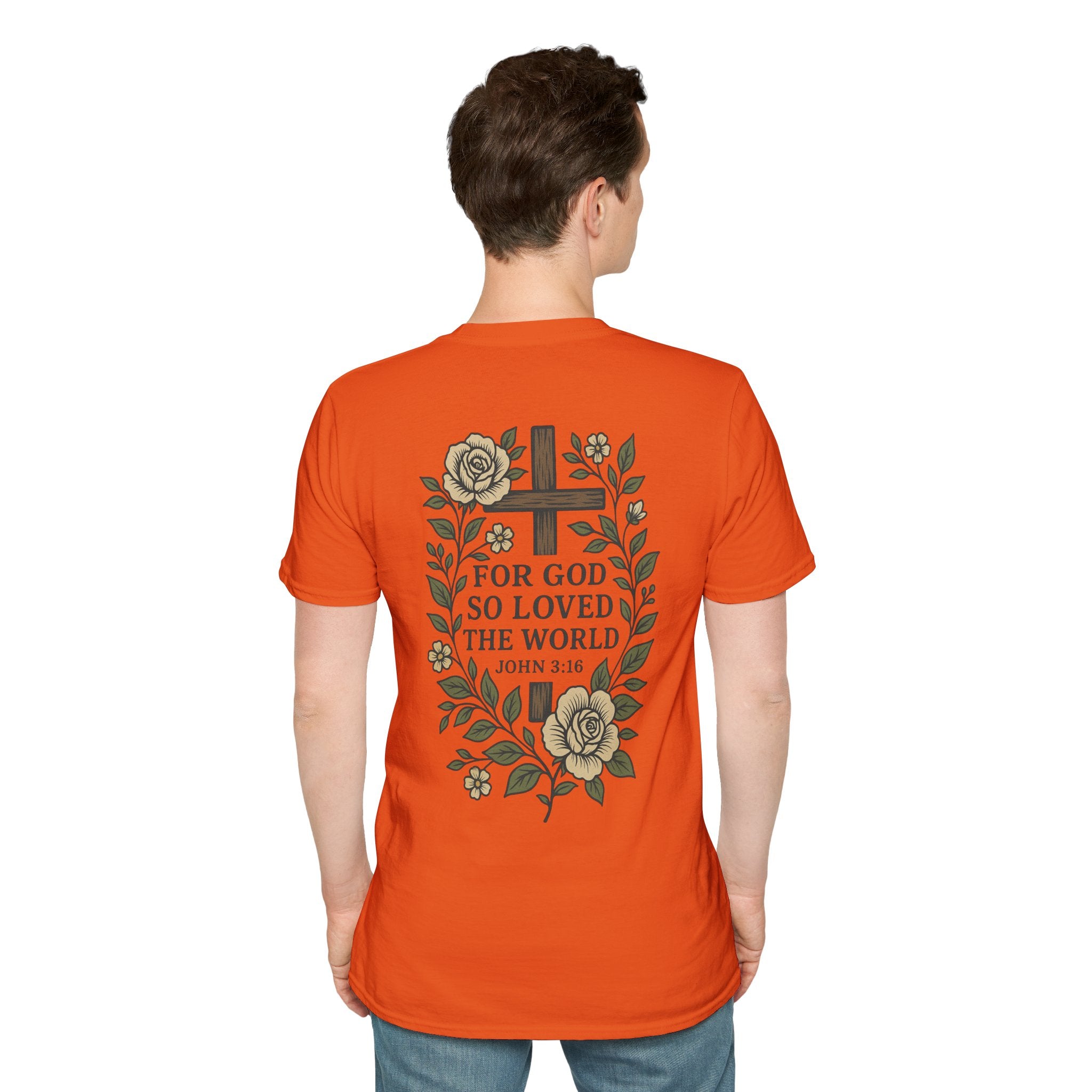 John 3:16 Vintage Floral (Front/Back) Scripture Tee
