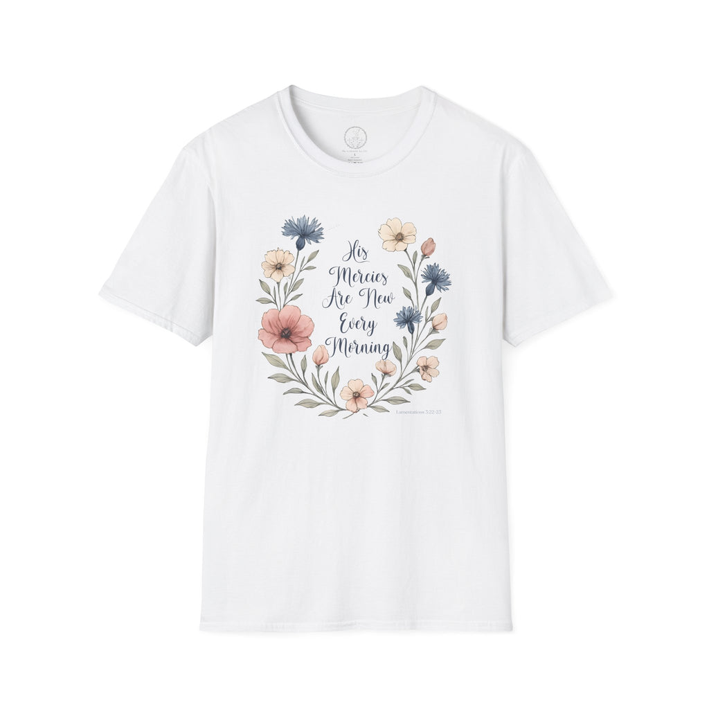 His Mercies Are New Every Morning – Floral Scripture Tee (Lamentations 3:22–23)