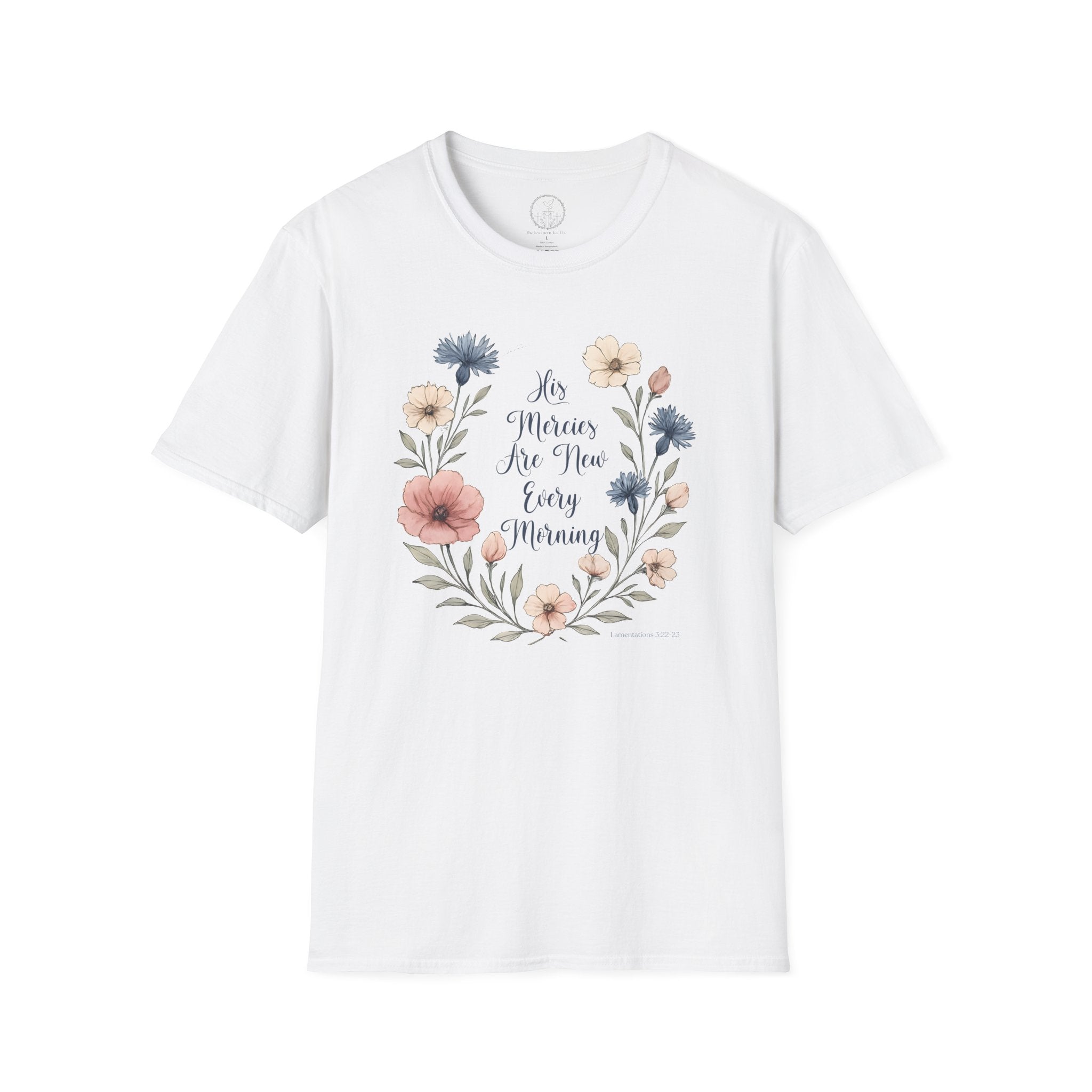 His Mercies Are New Every Morning – Floral Scripture Tee (Lamentations 3:22–23)
