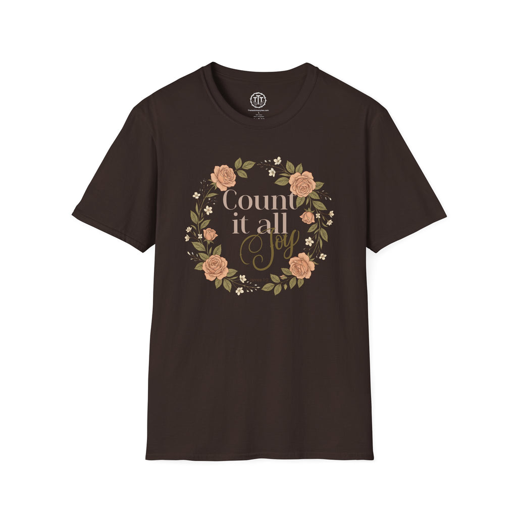 Count It All Joy Floral Christian T-Shirt