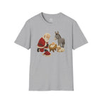 Faux Yarn Printed Image of Santa Bowing to Worship Baby Jesus