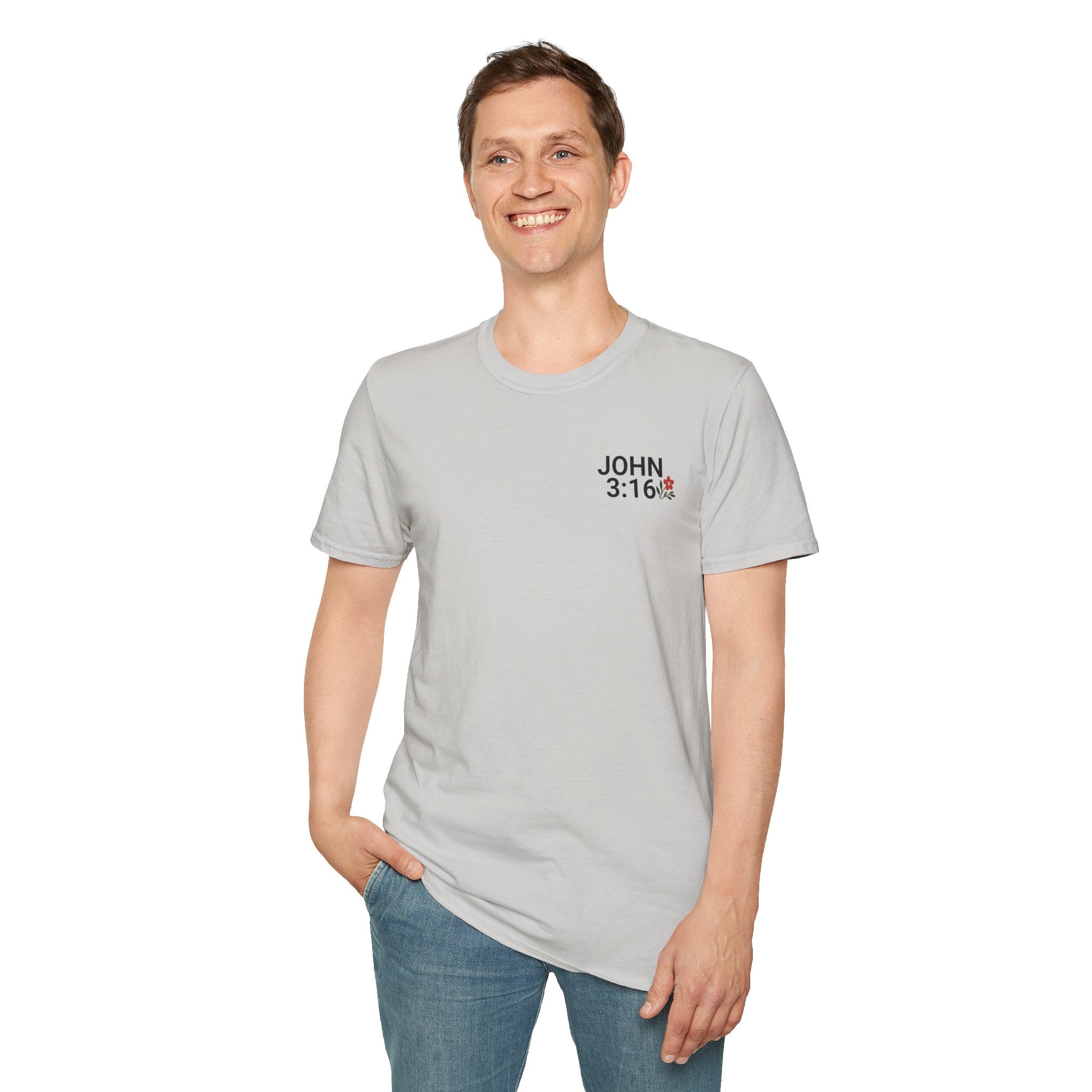 John 3:16 (Front/Back) Floral Wreath T-Shirt