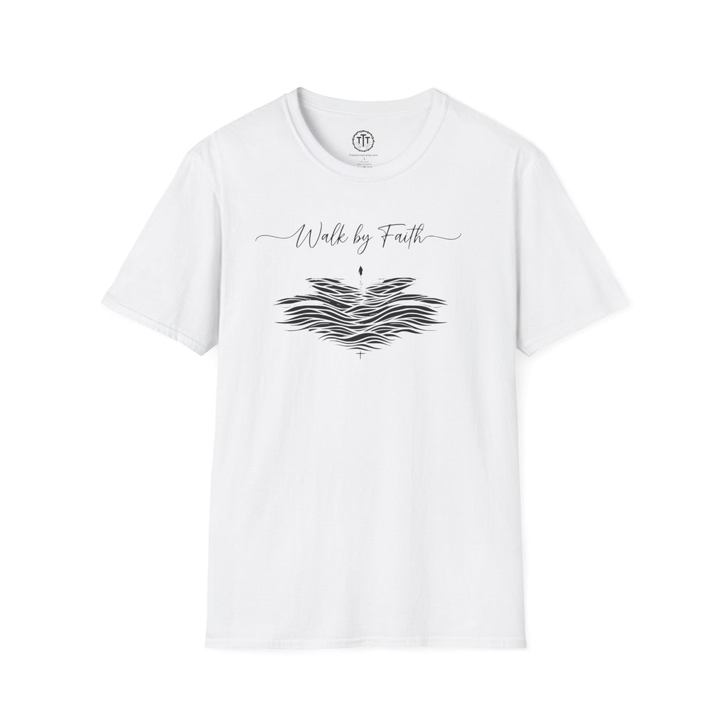 Walk by Faith – Minimalist Waves & Cross Christian Tee