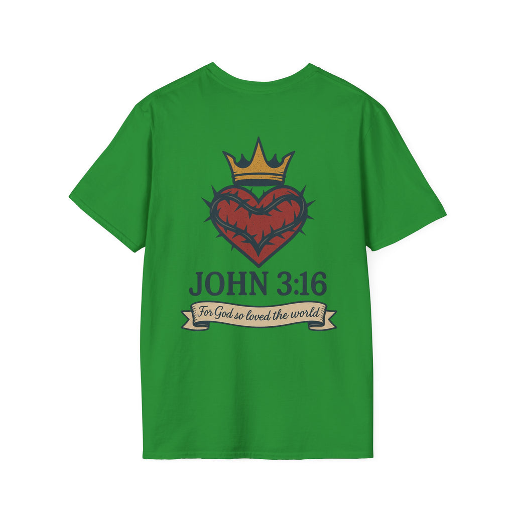 John 3:16 Heart & Crown (Front/Back) T-shirt