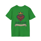 John 3:16 Heart & Crown (Front/Back) T-shirt