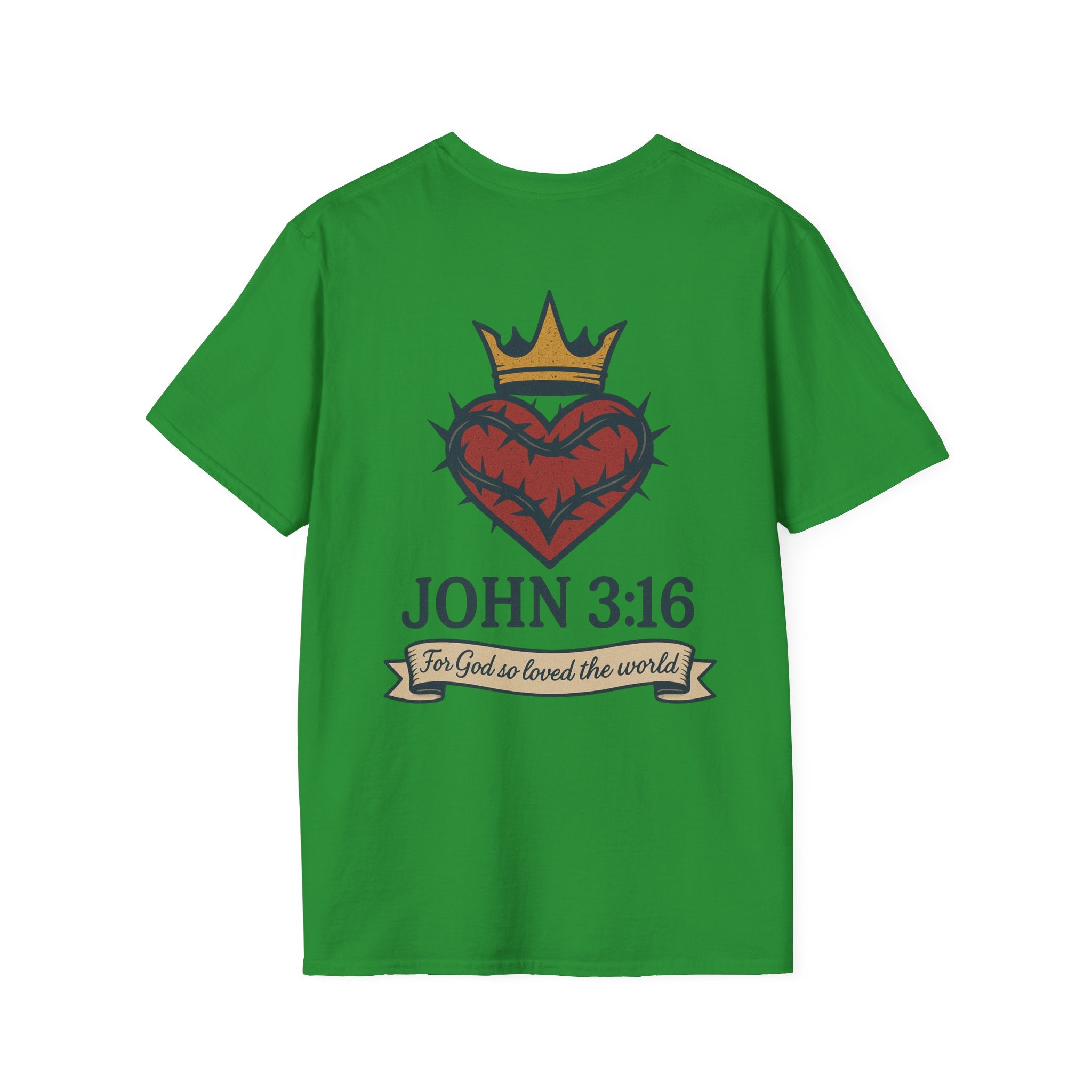 John 3:16 Heart & Crown (Front/Back) T-shirt