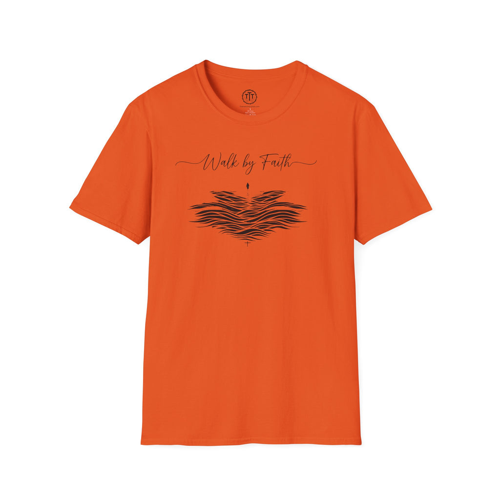 Walk by Faith – Minimalist Waves & Cross Christian Tee