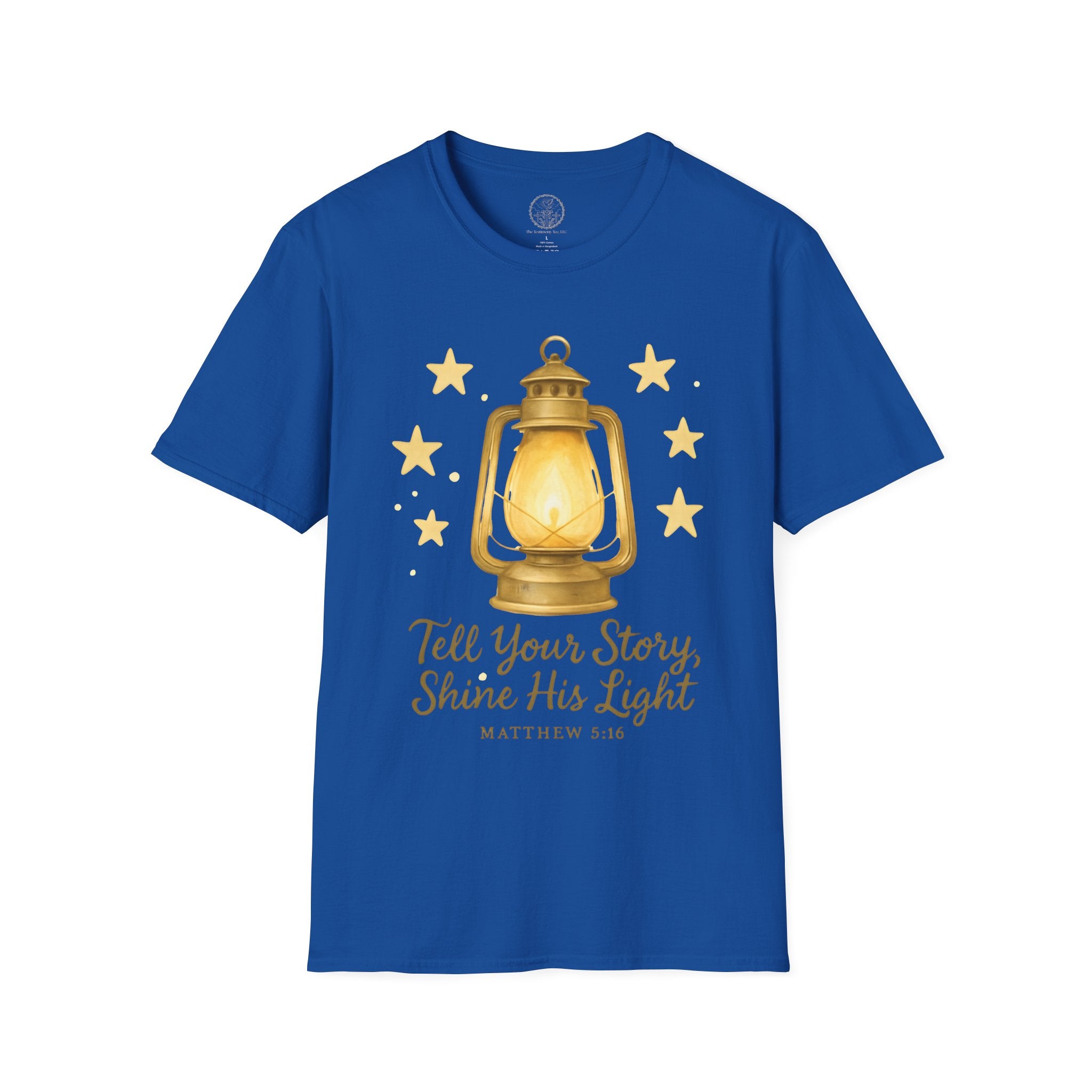 Tell Your Story, Shine His Light – Matthew 5:16 Christian T-Shirt