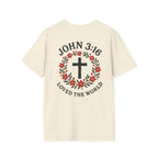 John 3:16 (Front/Back) Floral Wreath T-Shirt