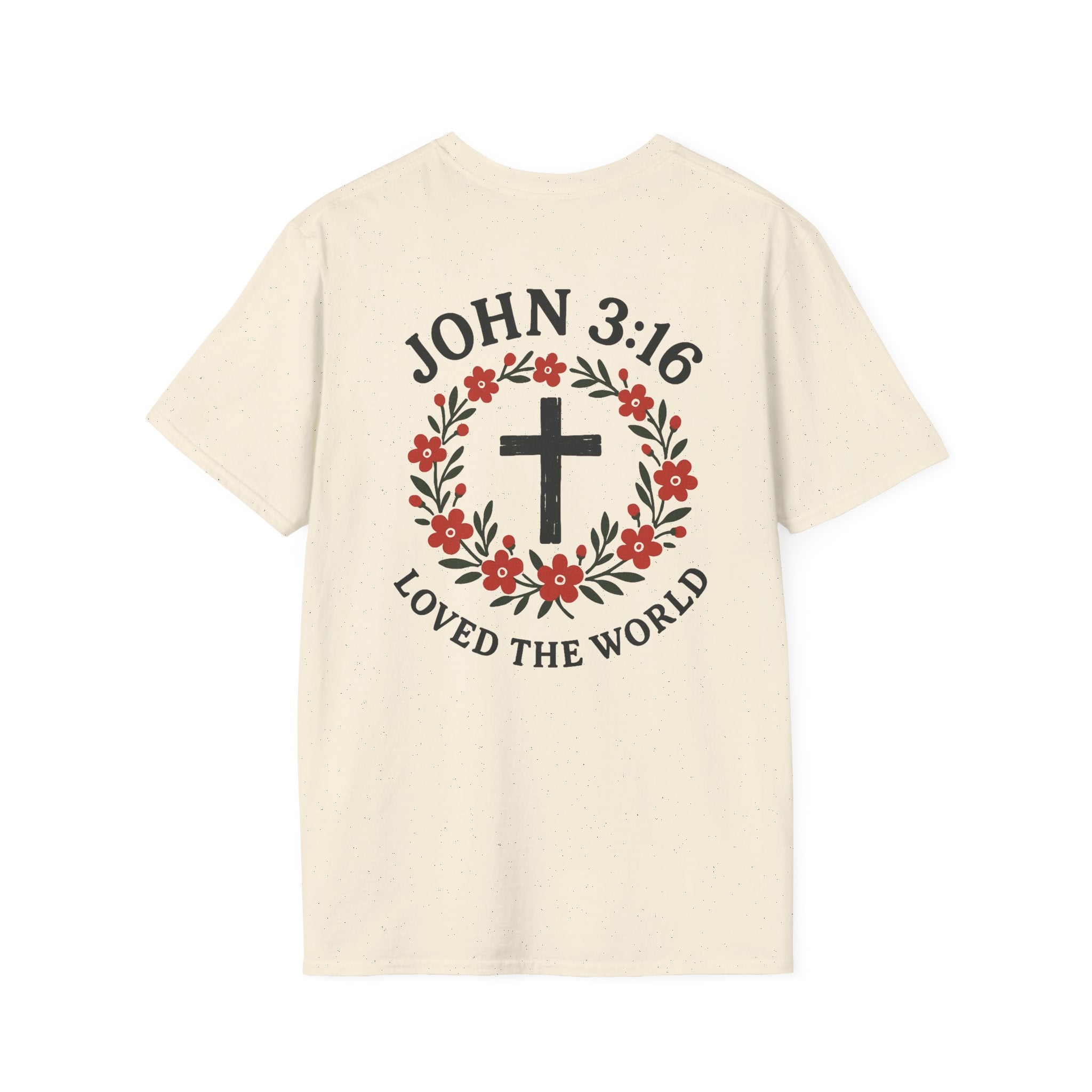 John 3:16 (Front/Back) Floral Wreath T-Shirt