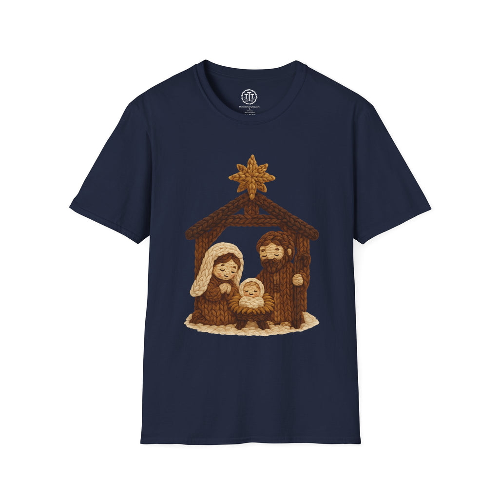 Faux Yarn Printed Image of Manger Scene