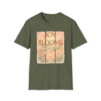 Joy Blooms Here – Christian Floral Encouragement Tee