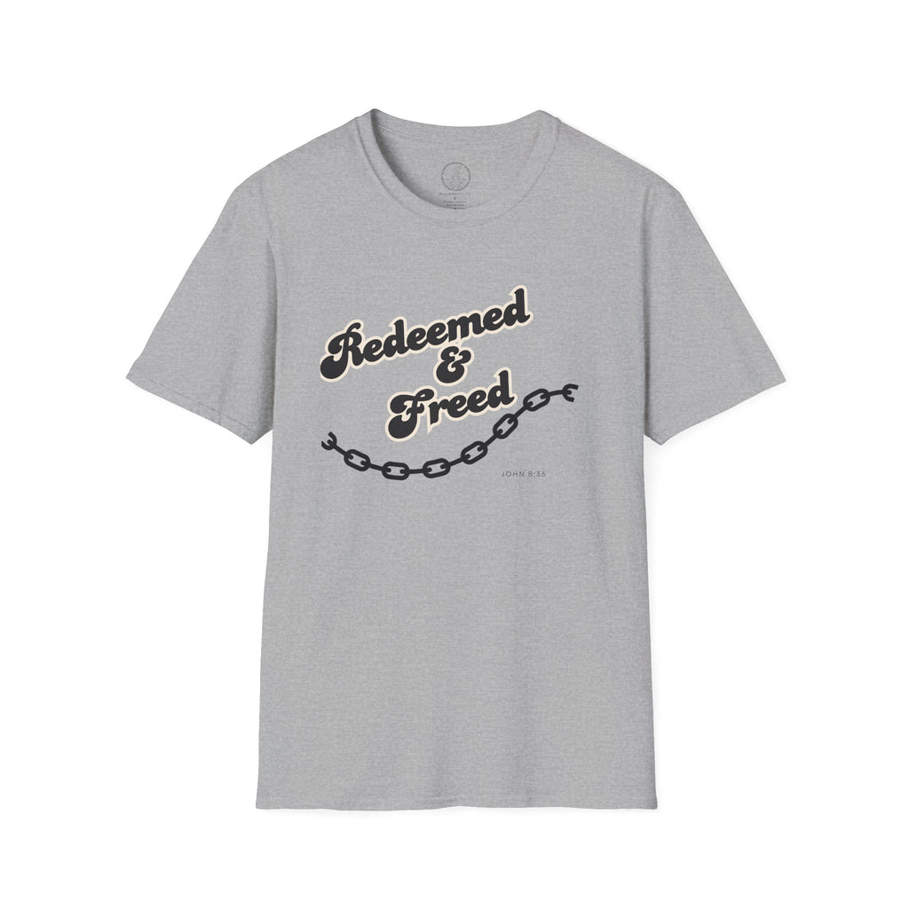 Redeemed & Freed – John 8:36 Christian T-Shirt