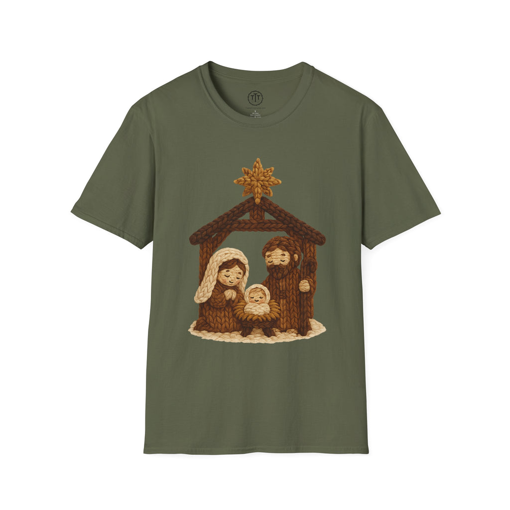 Faux Yarn Printed Image of Manger Scene