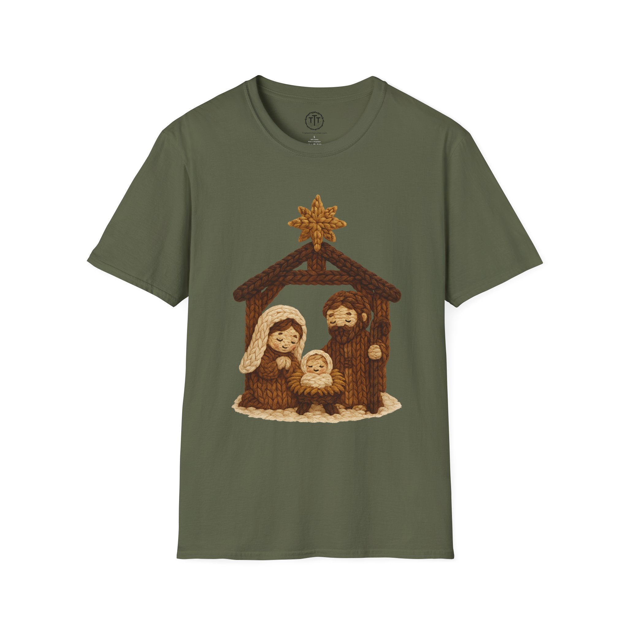 Faux Yarn Printed Image of Manger Scene